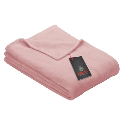 Ibena Olbia Kuscheldecke 130x180 cm - Flauschig Warm & Waschbar Fleecedecke Rosa Uni