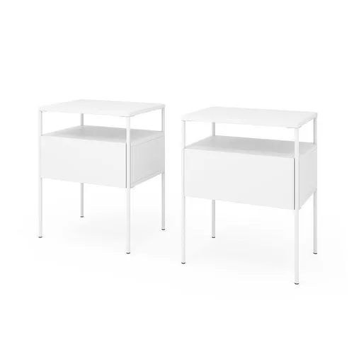 Vicco Nachtschrank Mira 2er Set, Weiß - Moderne Nachttische im 2er Set, jeweils mit 1 Schublade für zusätzlichen Stauraum, ideal für Ihr Schlafzimmer.
