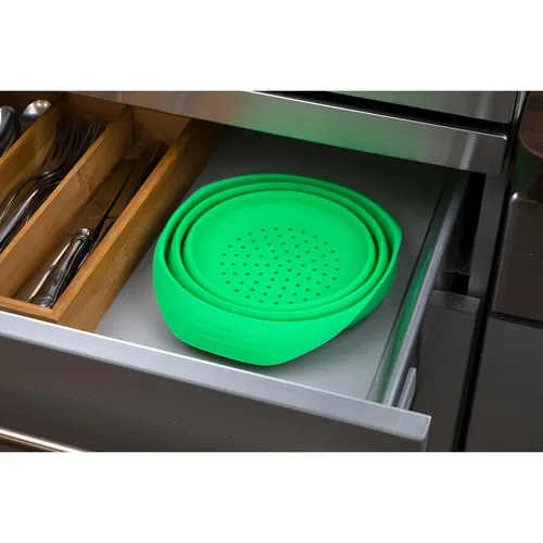 LURCH faltbares Sieb grün - Küchensiebe aus flexiblem Silikon und Polypropylen, platzsparend und ideal für die einfache Aufbewahrung in der Küche.