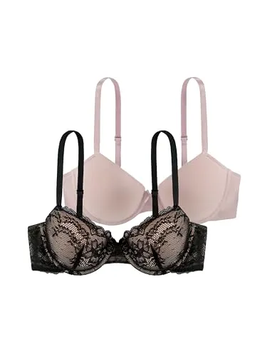 Vorgeformter Cup-BH mit Bügeln - Zweiteiliges Set - Funktionsunterwäsche mit eleganter Bandspitze und verstellbaren Trägern für optimalen Halt und Komfort.