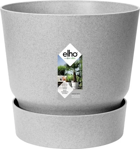 elho Greenville Rund 30 - Blumentopf für Innen und Außen, selbstbewässernd und aus 100% recyceltem Plastik, frostbeständig und langlebig, 29.5 x H 27.8 cm, Grau Living Beton
