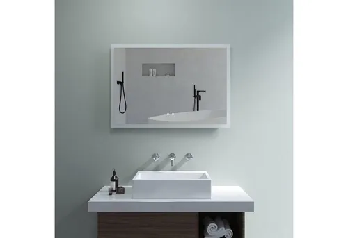 AQUABATOS Badspiegel mit LED-Beleuchtung – Dimmbar & Touch-Schalter - Eleganter LED Badspiegel 50x70 cm, dimmbar mit Kaltweiß 6400K. Ideal für perfekte Beleuchtung beim Schminken. Einfache Montage und separate Anti-Beschlag-Funktion für optimale Sicht.