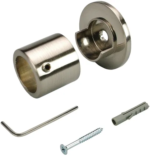 Wandbefestigung LIEDECO, silber (edelstahlfarben), Ø:1,6cm, Gardinenstangenhalterungen, Wandbefestigung, für Gardinenstangen Ø 16 mm