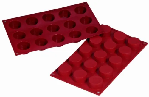 TAMLED Silikon-Backform Petit-Fours mit 15 runden Formen - Ø 4,0 cm x Höhe 2,0 cm