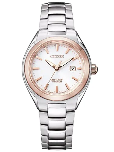 Citizen Damenuhr Eco-Drive Solar Titan Saphirglas Rosé 10BAR EW2616-83A - Armbanduhr für Damen, solarbetrieben mit Saphirglas, 10 ATM wasserdicht und elegantem Titanarmband für stilvolle Tragekomfort.