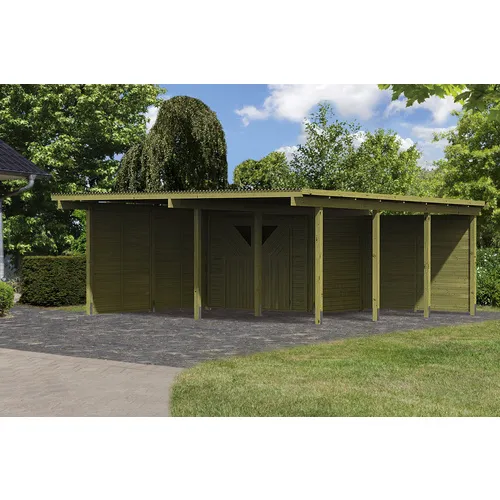 Doppelcarport Karibu Eco 2 Set mit Abstellraum - Gartenhäuser, Geräteschuppen & Carports – Praktisches Flachdach-Design mit 3,7 m² integriertem Abstellraum für optimalen Stauraum.