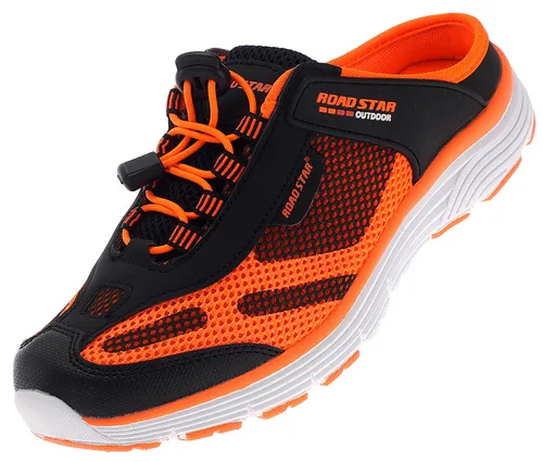 Neu Damen Slipper Sabots Pantoletten Clogs Sommer Sneaker Schwarz Orange EUR 36