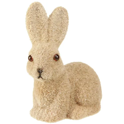 Deko Hasen Beflockt Braun Sitzend 10cm - 6er Set für Ostern - 6 dekorative, braune Hasen aus Kunststoff im Landhausstil, perfekt für die Osterdekoration. Mit ihrer strukturierten Oberfläche bringen sie eine charmante Note in Ihr Zuhause.