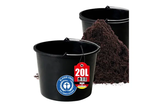 BigDean 3X Baueimer 20l - Mörteleimer mit Henkel - Eimer für Baustelle & Garten - Stabiler Wasserkübel, Betoneimer mit Skala, Blauer Engel, Made in Germany