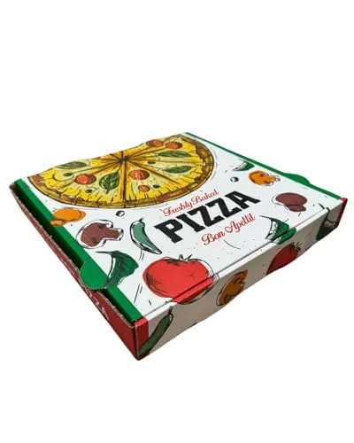 NoblesBox Pizza Box mit Deckel | Stabile Pizzakartons für Lieferservice & Pizzeria | 200 Stück Großpackung
