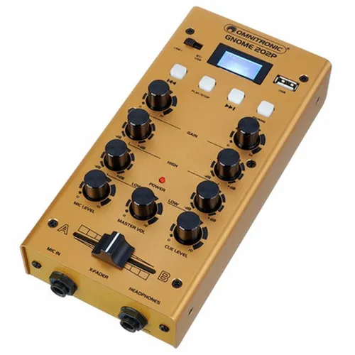 Omnitronic GNOME 202P Gold B-Stock: Kompakter 2-Kanal DJ Mixer