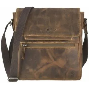 Greenburry Umhängetasche Vintage 1650C aus Echtleder - Gürteltasche aus hochwertigem Rindsleder mit Magnetverschluss, verstellbarem Schultergurt und praktischen Fächern für Handy und Wertsachen.