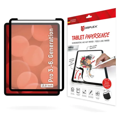DISPLEX TABLET PaperSense für iPad Pro 12.9'' (3./4./5./6. Gen.) - Schutz-Hülle - Hochwertige Paper-like Schutzfolie für das iPad Pro 12.9''. Bietet optimalen Schutz und ein natürliches Schreibgefühl auf dem Bildschirm.