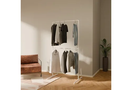 pamo. design Kleiderständer LAS weiß - platzsparende und stabile Garderobe - Kleiderständer LAS 1 White von pamo: Minimalistisches Design in Mattweiß, ideal für moderne Räume. Stabil und einfach montierbar, perfekt für Flur oder Schlafzimmer.