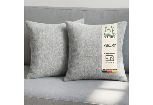 Selfitex Dekokissen 2er Set Sofakissen 30x50/40x40/50x50 inkl. Füllkissen, Canvas Stoff, strukturierte Oberfläche, fein meliert, in Handarbeit gefertigt