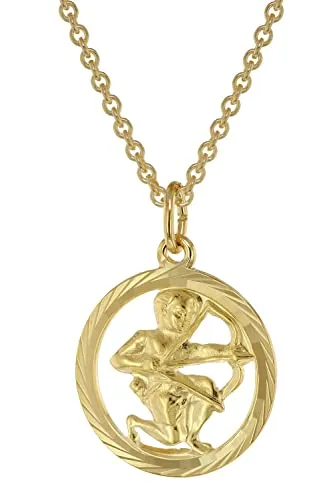 trendor Kette mit Anhänger Sternzeichen Schütze Gold 333 - Goldkette mit 16 mm Sternzeichen Schütze Anhänger, ideal für Frauen und Jugendliche, gefertigt aus Gold 333 und 925er Sterlingsilber, Made in Germany.