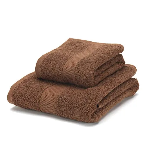 Boncasa Handtuch-Set, 100 % gekämmte Baumwolle (nicht regeneriert), Qualität, weich, 450 g/m² (2-teiliges Set, braun)