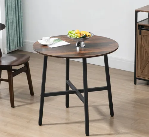 Moderner Esstisch mit rustikalem Design – Ø80 x 76 cm, Braun