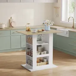 Bartisch, Bistrotisch Stehtisch mit 2 Glashaltern, 3 Ablagefächern , seitlichen Ablagen, Bartresen Küchentheke mit Stauraum, für Bar Küche