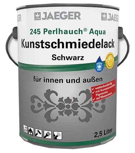 Jaeger Perlhauch® Aqua-Kunstschmiedelack mattschwarz 750ml - Lacke, wasserbasierter und umweltfreundlicher Kunstschmiedelack für vielseitige Anwendungen in mattschwarz