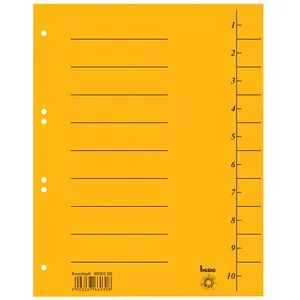 bene Trennblätter DIN A4 1-10 gelb, 210 g/qm, 50 St.