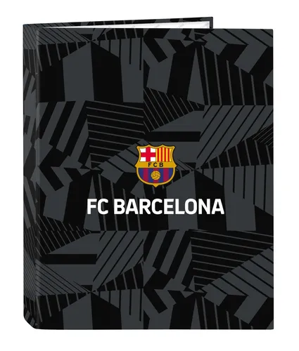 SAFTA F.C. Barcelona Black – Folder with Folios 4 Rings, Ideal for Children of D