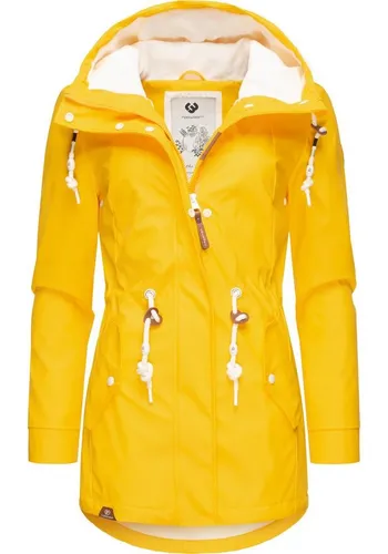 RAGWEAR Monadis Rainy Intl. Damen Regenmantel, XL (42), gelb - Funktionsjacken: Modischer Regenparka mit kuscheligem Fleece-Innenfutter, wasser- und winddicht, ideal für nasskaltes Wetter in der Übergangszeit.