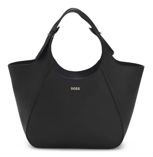 BOSS Lenah Small Handtasche schwarz 50552118-001 - Elegante Handtasche aus genarbtem Rindsleder, ideal für stilbewusste Frauen, die Wert auf Qualität und Design legen.