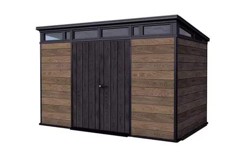 Keter Gartenhaus Signature 11x7, Gerätehaus Kunststoff in Holzoptik, 340x218x226 cm, abschließbar, mit Bodenplatte