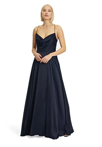 Vera Mont Damen Abendkleid mit Wasserfallausschnitt Night Sky, 34 - Elegantes Cocktailkleid für Damen mit figurumspielendem Schnitt und stilvollem Wasserfall-Ausschnitt, perfekt für besondere Anlässe.