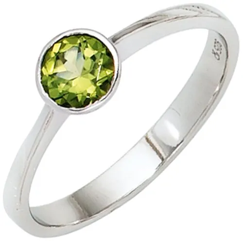 Ring Damenring Peridot grün 925 Silber rhodiniert Fingerschmuck Damen, Ringgröße:Innenumfang 58mm ~ Ø18.5mm