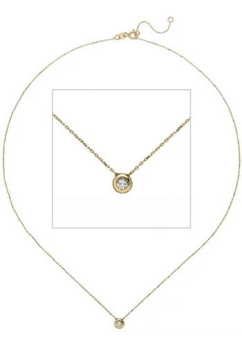 JOBO Kette mit Anhänger, 333 Gold mit 1 Zirkonia 45 cm
