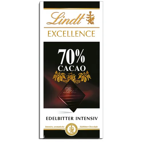 Lindt Excellence 70% Edelbitter Schokolade - Tafelschokolade mit 70% Kakaoanteil, intensiv im Geschmack und perfekt für Schokoladenliebhaber, ideal für jede Gelegenheit.