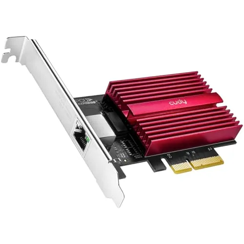 Cudy 10GB PCIe Netzwerkkarte, 10G Base-T Adapter, Flow Control, 10 Gigabit Ethernet Adapter für Windows 11/10, Windows Server 2022 und Linux, inklusive Netzwerkkabel