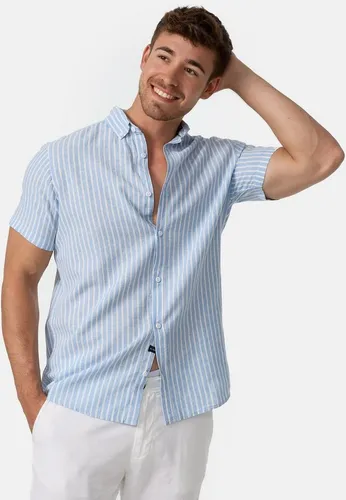 Indicode Kurzarmhemd Herren INBravida Herrenhemd Kurzarm aus einem leichtem Leinenmix, mit Button-Down-Kragen