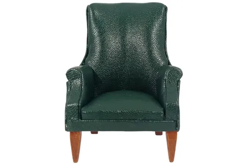 Produktbild Dolls House 2442 dunkelgrüner Ledersessel Holz 1:12 für Puppenhaus