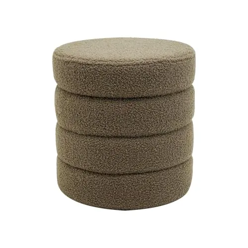 Rebecca Mobili Hocker mit Stauraum, Gepolsterter Runder Hocker, Polyesterstoff MDF, Robust, mit Deckel, für Wohnzimmer - Maße HxBxT: 40 x 37 x 37 cm - Art. RE7049