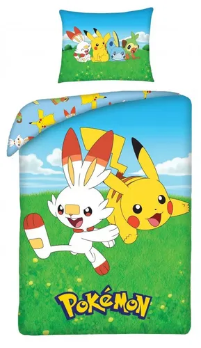 Pokemon Bettwäsche Set 140 x 200 cm - Bettwäsche für Kinder mit Pikachu und Freunden, aus 100% Baumwolle, beidseitig verwendbar und maschinenwaschbar – für einen komfortablen Schlaf und kreatives Schlafzimmerdesign.