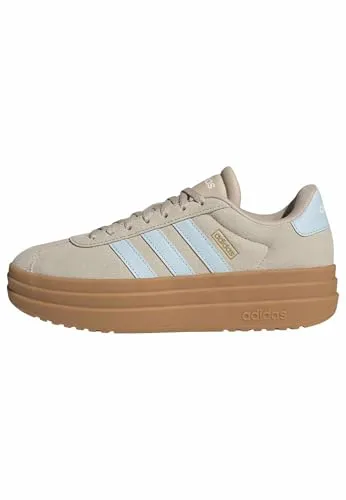 adidas Damen Vl Court Bold Shoes – Elegante Sneaker in Wonder Beige/ Ice Blue/ Gold Met., 42 EU - Stylische Sneaker mit regulärer Passform und Schnürsenkeln. Obermaterial aus Leder sorgt für Komfort und Langlebigkeit.
