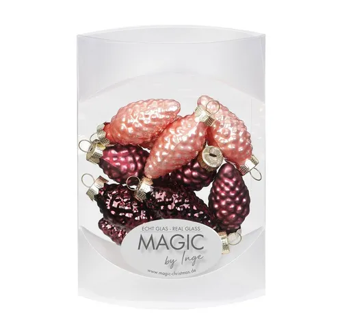 MAGIC by Inge Christbaumschmuck, Christbaumschmuck Zapfen Glas 4,5cm 12 Stück Vintage Rose