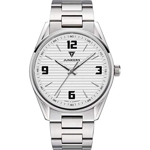 Junkers Professor Analog Quarz Uhr Edelstahlarmband Saphirglas Ziffern Silber 9.32.01.03.M