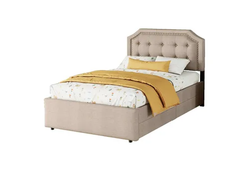 Produktbild Flieks Polsterbett Stauraumbett 90x200cm mit 2 Schubladen