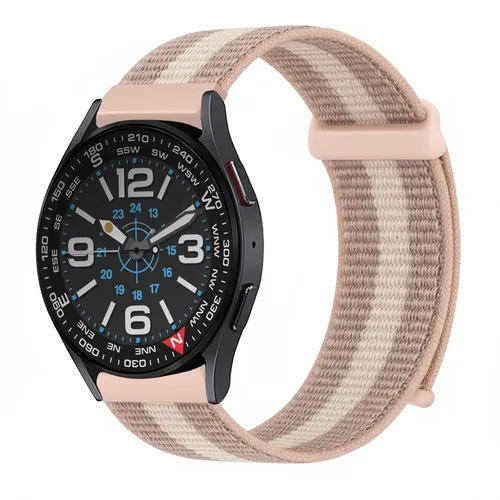 Smartwatch Armband für Samsung Galaxy Watch6 Classic 47mm Textil Band Klett Rosa