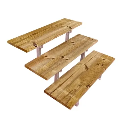 Holztreppe mit Stahl Treppenwangen im Set, 3 Stufen, 100 cm - Outdoor-Treppe aus druckimprägniertem Kiefernholz, ideal für Garten und Außenbereich. Flexibel in der Höhe und Breite, bietet Sicherheit und Stabilität für Ihre individuellen Bedürfnisse.