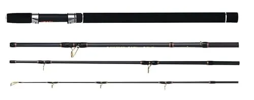 WFT Sea Sparrow Travel Zielfisch-Reiseruten für Pollack, Dorsch, Heilbutte und Seelachs, 216cm Länge, 4-teilig, Norwegenrute, Bootsruten für das Meeresangeln (Seelachs Jigger 4-TLG)