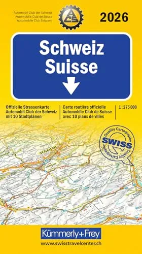 Kümmerly+Frey Strassenkarte ACS Schweiz 2026 1:275.000: Offizielle Strassenkarte Automobilclub der Schweiz. Mit 10 Stadtplänen