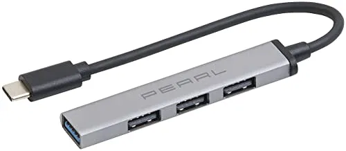 PEARL Splitter: USB-C-Hub mit 4 Ports, 1x USB 3.0, 3X USB 2.0, bis 5 Gbit/s, Aluminium (Erweiterung, Vielfachstecker, Festplatten Adapter)