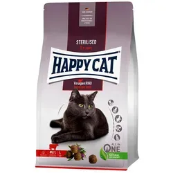 Happy Cat Trockenfutter Sterilised Adult für Katzen - Katzenfutter speziell für sterilisierten Katzen, kalorienarm und sättigend, unterstützt eine gesunde Gewichtskontrolle und sorgt für glänzendes Fell.