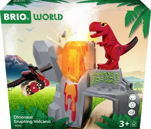 BRIO World 36092 Dinosaurier-Vulkan - Zugset mit Ausbruchsfunktion, interaktive Abenteuer für Kinder ab 3 Jahren