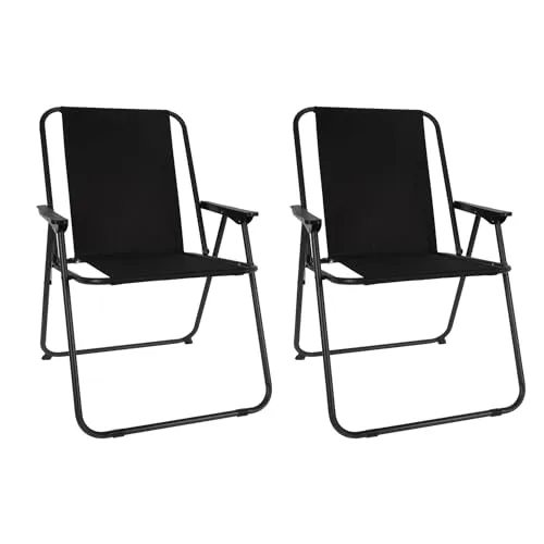 Faltstuhl Campingstuhl Oxfort - Schwarz - Essstühle: Robustes Metallgestell für Stabilität und Langlebigkeit, ideal für Camping, Angeln und Outdoor-Aktivitäten.